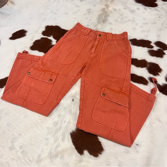 Free People Orange Cargo Pants - Picture 3 of 6